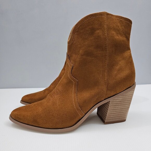 NEW Abound Courtnee Ankle Bootie Womens 11 Tan Western Cowgirl Block Heel - Picture 16 of 16